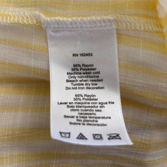 Sweet Violet Yellow Strip Floral Embroidered Sleeve Rayon Blouse Woman's M #BD - Picture 6 of 6